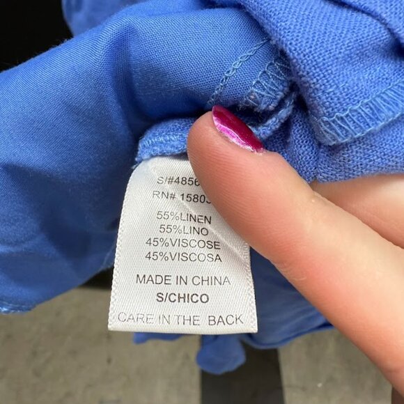 Love Tree Blue Linen Blend Dress - Picture 4 of 5